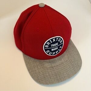 Oath III Burgundy/Grey Brixton Trademark Supply Adjustable Snapback Hat OS